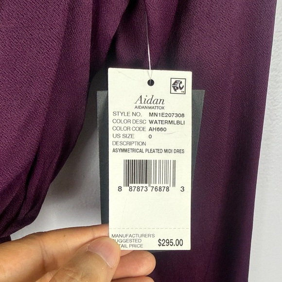 Aidan by Aidan Mattox Purple Asymmetrical Pleated Midi Dress Size 0 - Picture 8 of 15